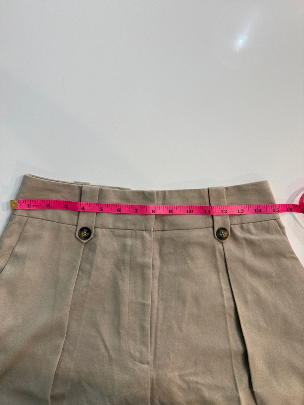 ASOS DESIGN Pleated High Waisted Linen Blend Safari Shorts in Stone/Beige |  6 - Picture 11 of 12